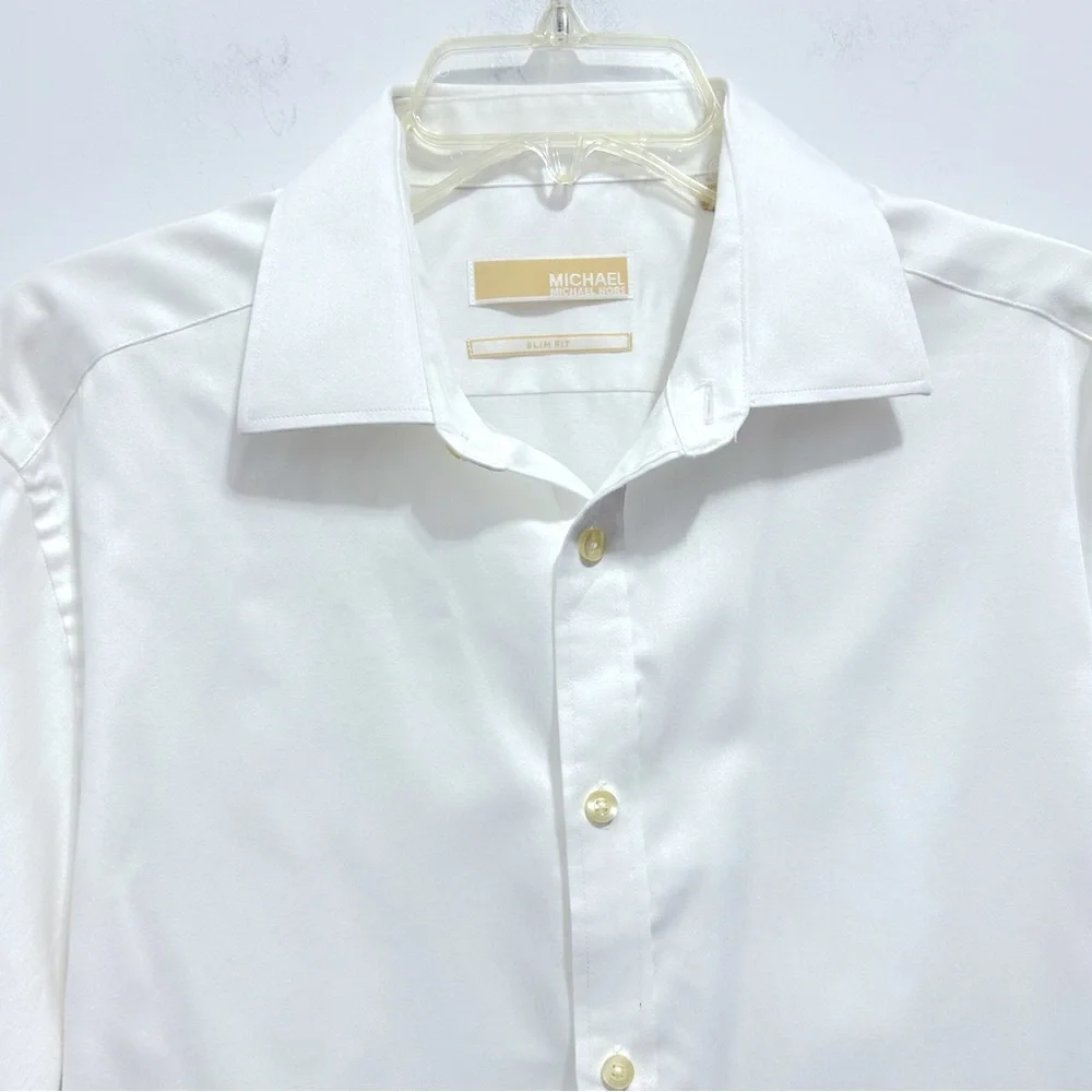 MICHAEL Michael Kors Slim Fit Women White Poplin Button Down Professional Shirt